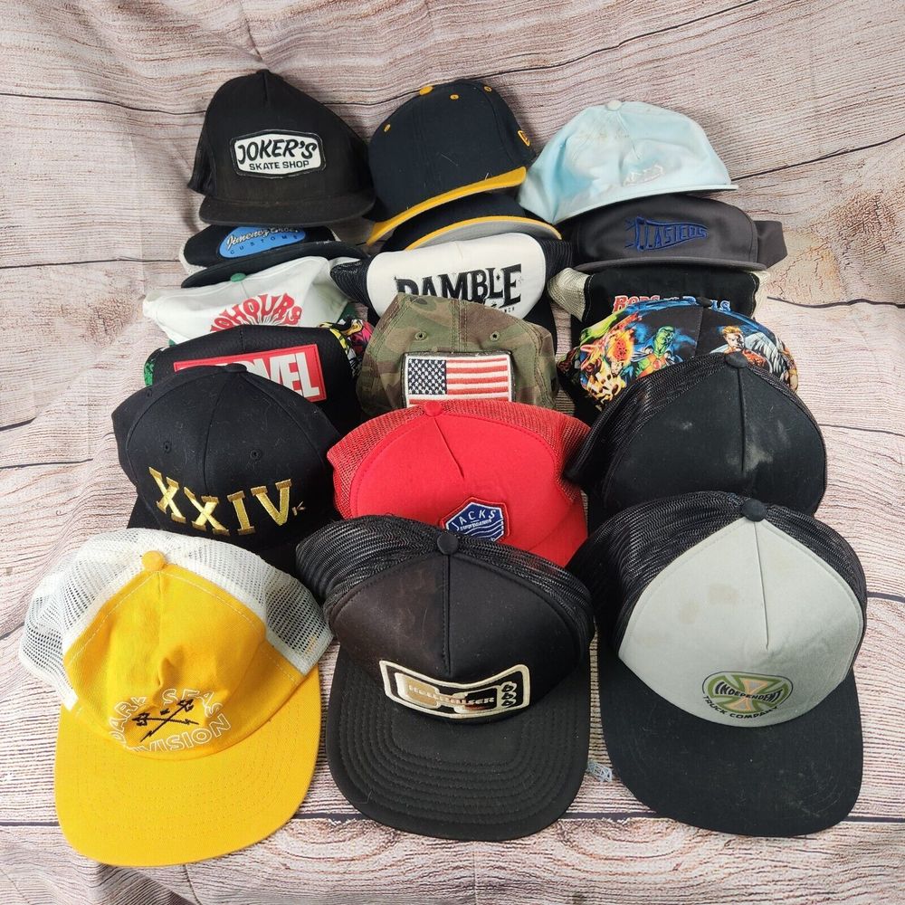 Huge Lot Of 18 Hats Caps Snapbacks Strapbacks Upcycling Hellraisers New Era
